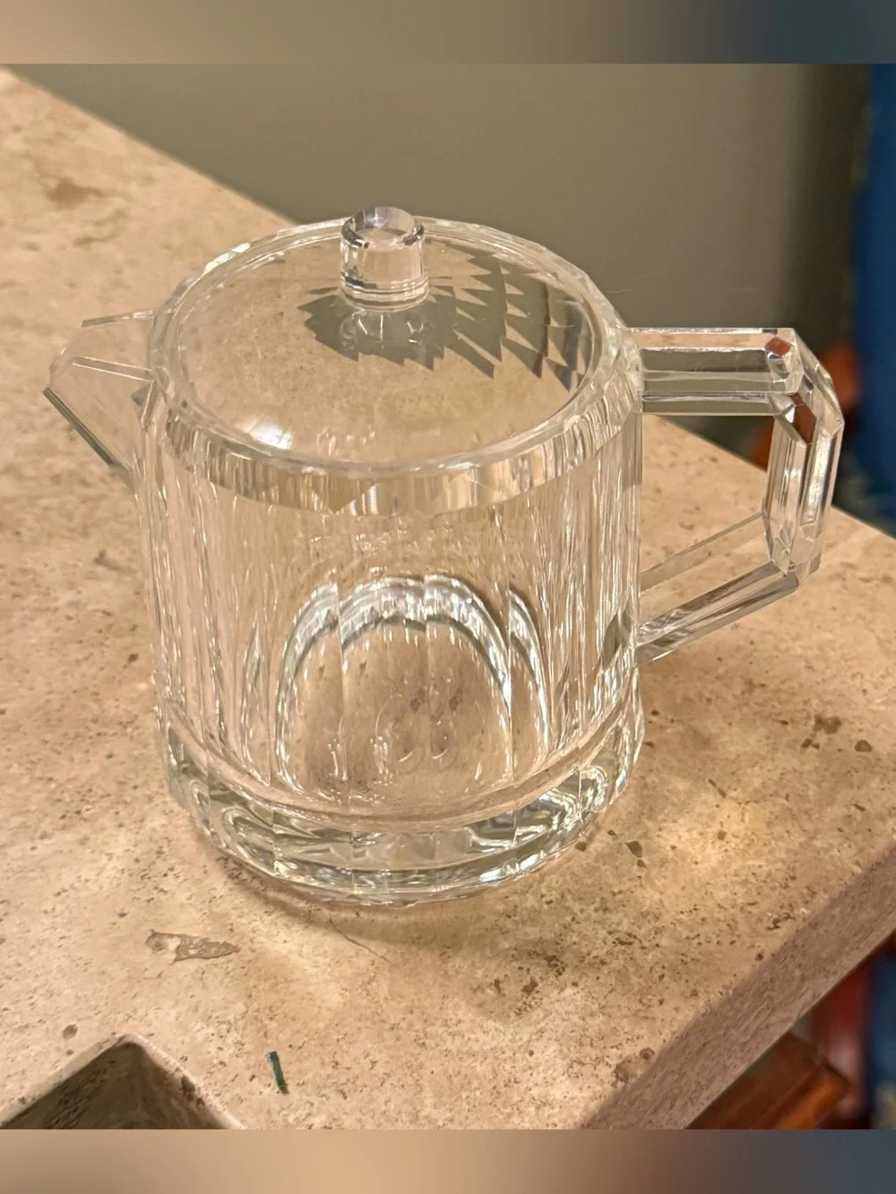 Vintage Clear Acrylic Ribbed Creamer Pitcher with Matching Lid